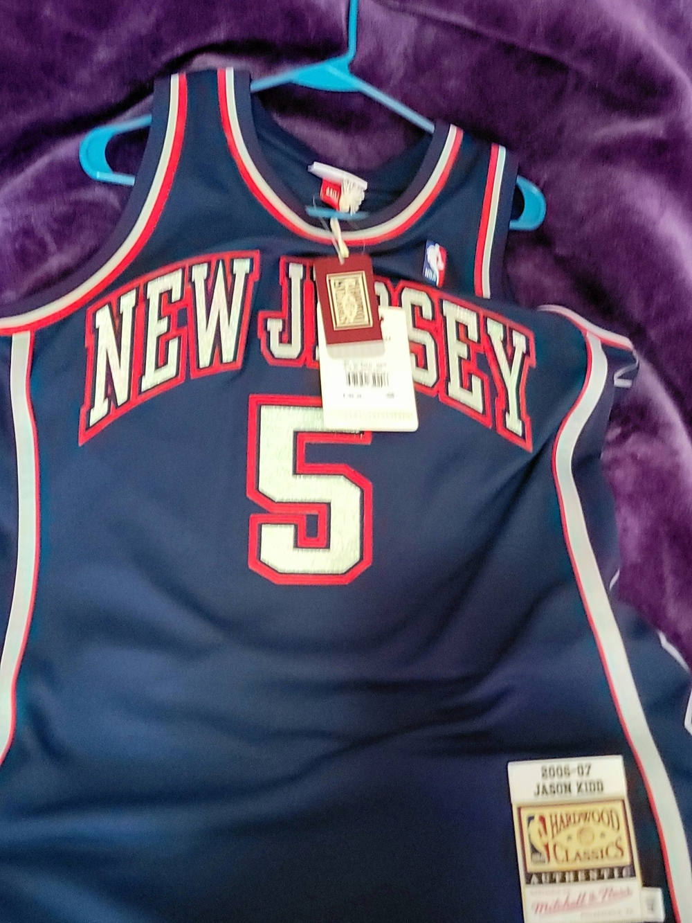 Mitchell & Ness Navy, Red & White Hardwood Classics Jersey - Jason Kidd Patch